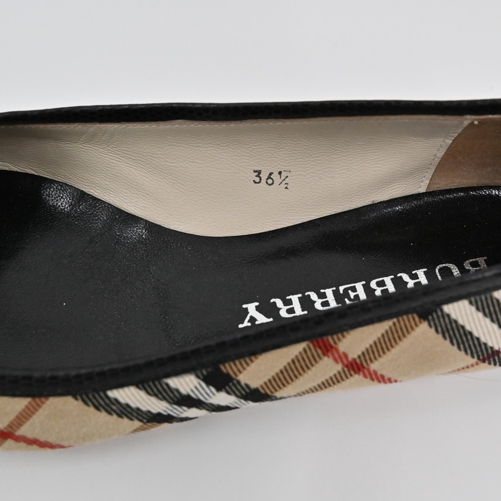 Burberry Nova Check Ballet Flats Womens Size 36.5 Bow Elegant Beige Black Italy - Picture 7 of 12